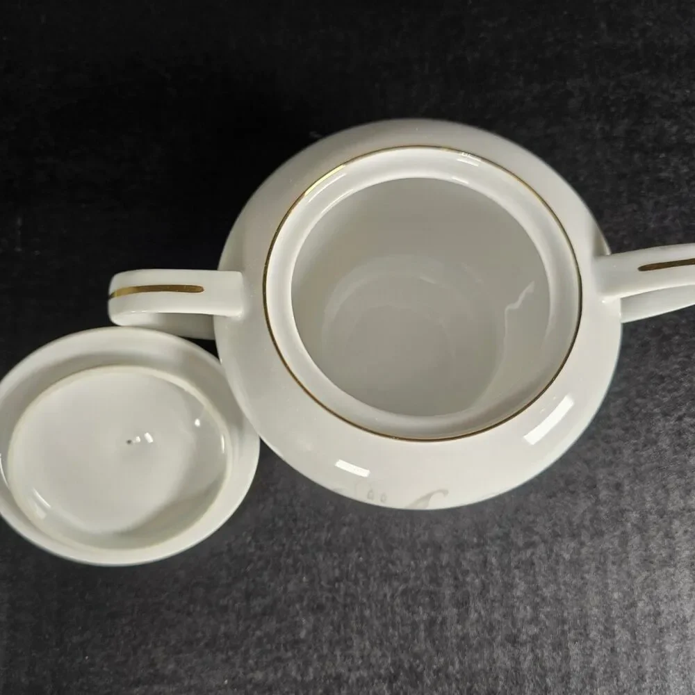 Kaysons Fine China Japan Golden Rhapsody 1961 Cream and Lidded Sugar Bowl MCM